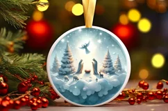 Winter Nativity Scene Ornament Sublimation PNG Product Image 3