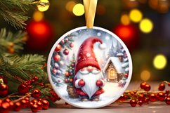 Christmas Gnome Round Ornament Sublimation PNG Product Image 1