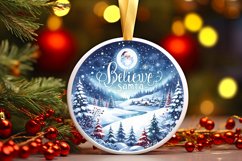 Colorful Santa Round Ornament Sublimation PNG Product Image 3