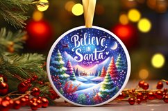 Colorful Santa Round Ornament Sublimation PNG Product Image 3