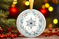 Snowflake Round Ornament Sublimation PNG Product Image 3