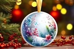 Winter Scene with Flowers Round Ornament PNG Product Image 1