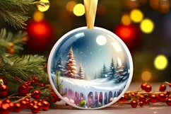 Winter Scene with Flowers Round Ornament PNG Product Image 3