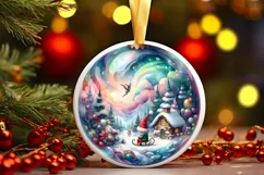 Melting Winter Scene with Elf Round Ornament PNG Product Image 1