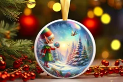 Pastell 3D Elf Winter Scene Sublimation PNG Product Image 3
