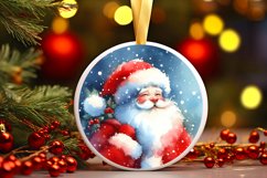 Colorful Santa Round Ornament Sublimation PNG Product Image 3
