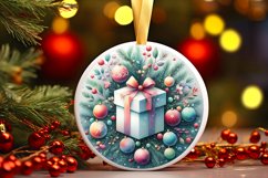 Colorful Winter Gift Round Ornament Sublimation PNG Product Image 3