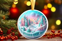 Pastell 3D Winter Scene Sublimation PNG Product Image 1