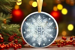 Snowflake Round Ornament Sublimation PNG Product Image 3
