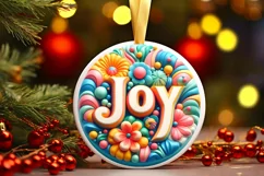 Pastel JOY Round Ornament Sublimation PNG Product Image 1