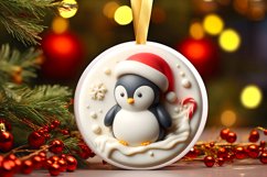 3D Martzipan Penguin Round Christmas Ornament Sublimation Product Image 1