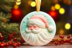 Pastel Polar Bear Round Ornament Sublimation PNG Product Image 1