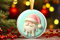 3D Martzipan Santa Round Christmas Ornament Sublimation PNG Product Image 3