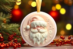 Pastel Polar Bear Round Ornament Sublimation PNG Product Image 1