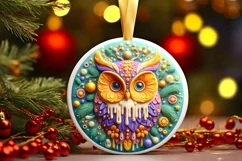 3d Martzipan Owl Christmas Ornament Sublimation PNG Product Image 1