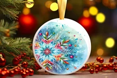 Snowflake Winter Watercollor Christmas Ornament Sublimation Product Image 3