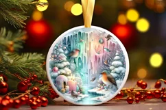 Pastell 3D Birds Winter Scene Sublimation PNG Product Image 3