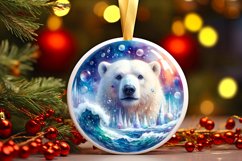 Watercolor 3D Polar Bear Winter Scene Sublimation PNG Product Image 3