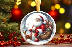 Santa Center Winter Watercolor Christmas Ornament Product Image 3