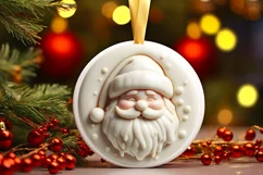 3d santa round ornament sublimation png Product Image 1