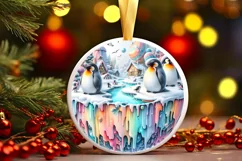 Pastell 3D Penguins Winter Scene Sublimation PNG Product Image 3