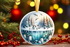 Pastell 3D Penguins Winter Scene Sublimation PNG Product Image 3