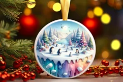 Pastell 3D Penguins Winter Scene Sublimation PNG Product Image 1