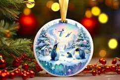 Pastell 3D Penguins Winter Scene Sublimation PNG Product Image 1