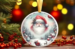 Santa Pastel Round Christmas Ornament Sublimation PNG Product Image 3