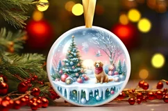 3D Cawith Dog Winter Scene Sublimation PNG Product Image 3