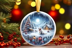 3D Cawith Dog Winter Scene Sublimation PNG Product Image 3