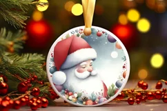 Santa Winter Watercolor Christmas Ornament Sublimation PNG Product Image 3