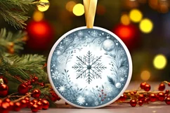 Snow Flake Winter Watercolor Christmas Ornament Sublimation Product Image 3