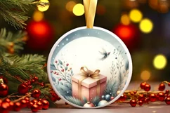 Gift Round Christmas Ornament Sublimation PNG Product Image 1