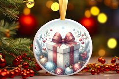 Gift Round Christmas Ornament Sublimation PNG Product Image 3