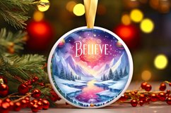 3D Winter Scene Believe Round Christmas Ornament Sublimation Product Image 3
