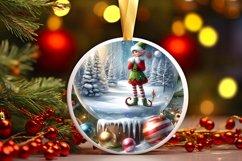 3D Winter Scene with Elf Ornament Sublimation PNG Product Image 3