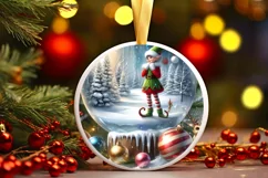 3D Winter Scene with Elf Ornament Sublimation PNG Product Image 3