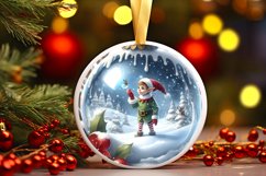 3D Winter Scene with Elf Ornament Sublimation PNG Product Image 1
