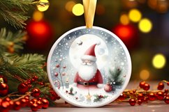 Santa Round Christmas Ornament Sublimation PNG Product Image 3
