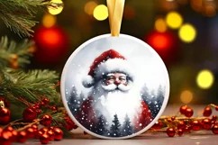 Santa Round Christmas Ornament Sublimation PNG Product Image 3
