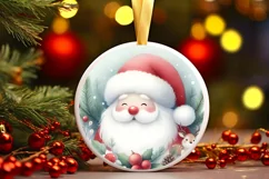 Santa Pastel Ornament Sublimation PNG Product Image 2
