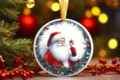 Santa Round Christmas Ornament Sublimation PNG Product Image 3