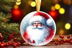 Santa Round Christmas Ornament Sublimation PNG Product Image 1