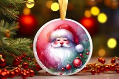 Santa Round Christmas Ornament Sublimation PNG Product Image 3