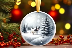 3D Cow Round Ornament Sublimation PNG Product Image 1