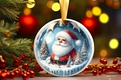 Santa Round Ornament Sublimation PNG Product Image 3