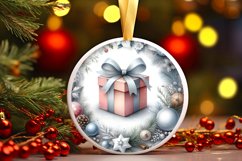 Gift Round Christmas Ornament Sublimation PNG Product Image 1