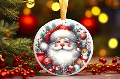 Santa Round Christmas Ornament Sublimation PNG Product Image 3