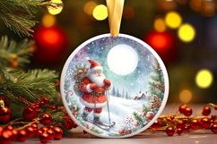 Santa Round Christmas Ornament Sublimation PNG Product Image 1
